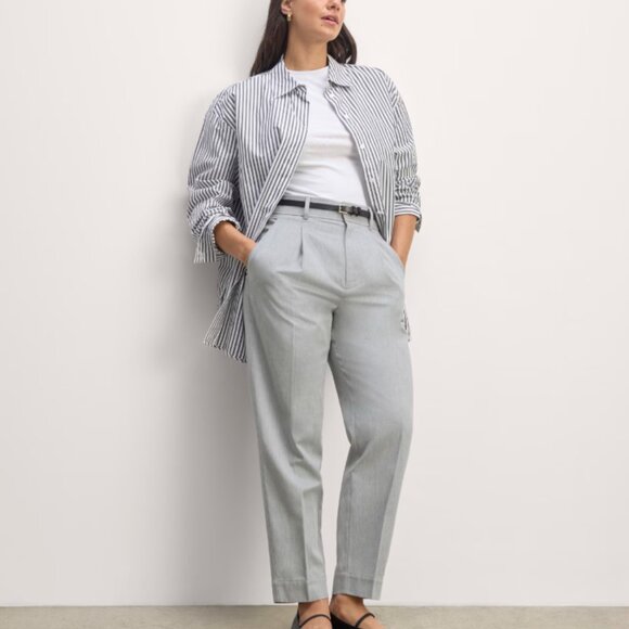 🔆 Everlane Way-High Draper Tapered Pant in Buttersmooth, Heather Steel (4) - Picture 1 of 17